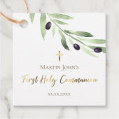 Rustikaler Olivenzweig Erste Kommunion Geschenkanhänger (Vorderseite)