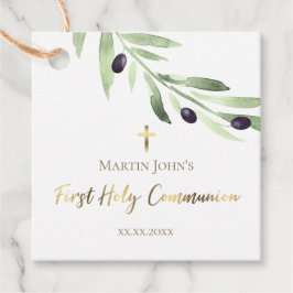 Rustikaler Olivenzweig Erste Kommunion Geschenkanhänger