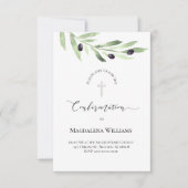 Rustikaler Olivenzweig katholische Bestätigung Einladung (Vorderseite)