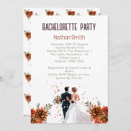 Rustikaler Orange Boho Sonnenuntergang Junggeselin Einladung (Vorne/Hinten)