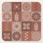 Rustikaler Orange Brown Burlap Pattern Untersetzer (Vorderseite)