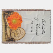 Rustikaler Orange Daisy Woodland Wedding Keepake Decke (Vorderseite)