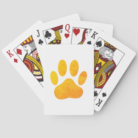 Rustikaler Orange Dog Pawprint Spielkarten (Rückseite)