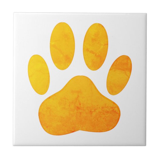 Rustikaler Orange Dog Pawprint Tile Fliese (Vorderseite)