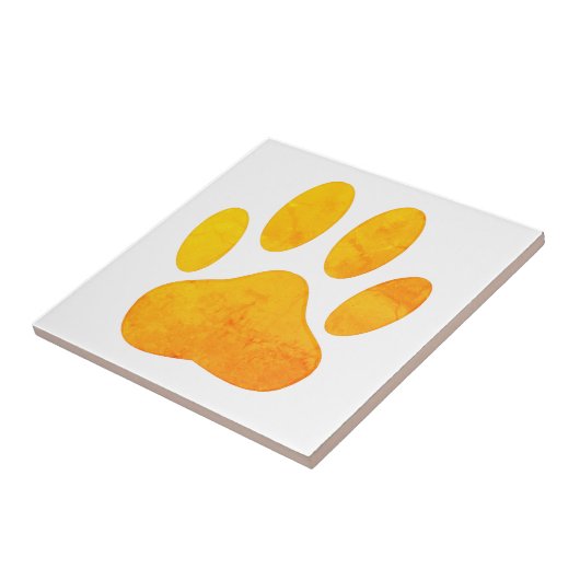 Rustikaler Orange Dog Pawprint Tile Fliese (Seite)