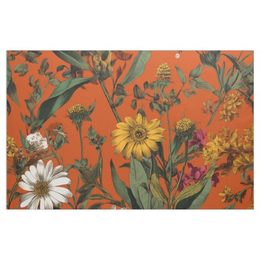 Rustikaler Orange-Grüner Botanischer Kräftiger Vin Stoff (Yard (91,4 cm))