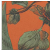Rustikaler Orange-Grüner Botanischer Kräftiger Vin Stoff (Nahaufnahme)