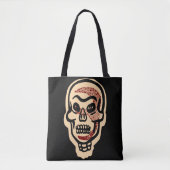 Rustikaler Orange Halloween Skull | Rote Highlight Tasche (Vorderseite)