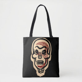 Rustikaler Orange Halloween Skull | Rote Highlight Tasche