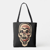 Rustikaler Orange Halloween Skull | Rote Highlight Tasche (Rückseite)