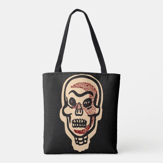 Rustikaler Orange Halloween Skull | Rote Highlight Tasche (Rückseite)
