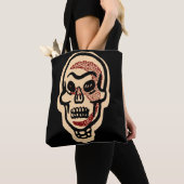Rustikaler Orange Halloween Skull | Rote Highlight Tasche (Von Nahem)