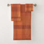 Rustikaler Orange Herbst Karierter Tartan Badhandtuch Set (Insitu)