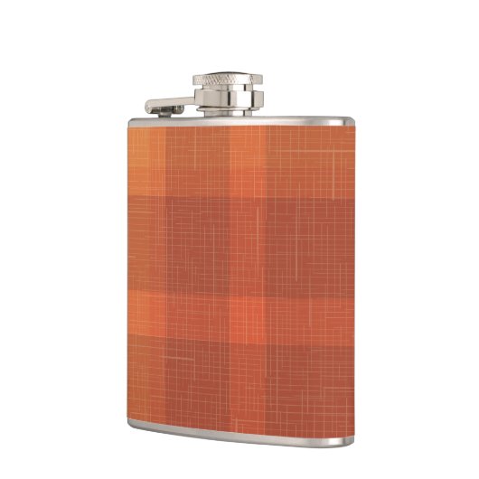 Rustikaler Orange Herbst Karierter Tartan Flachmann (Links)