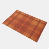 Rustikaler Orange Herbst Karierter Tartan Fußmatte (Schrägansicht)