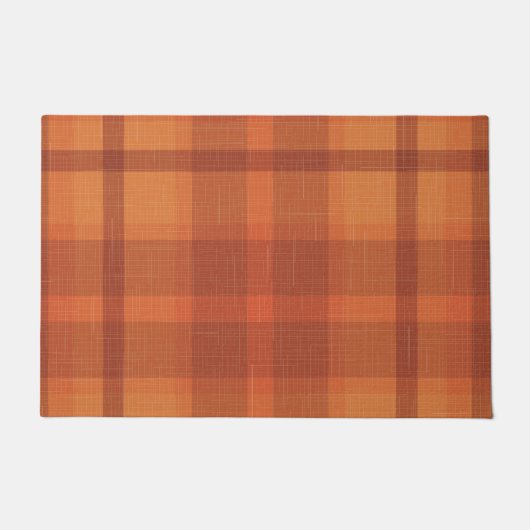Rustikaler Orange Herbst Karierter Tartan Fußmatte (Vorderseite)