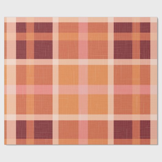 Rustikaler Orange Herbst Karierter Tartan Geschenkpapier (Flach)