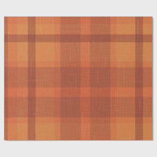 Rustikaler Orange Herbst Karierter Tartan Geschenkpapier (Flach)