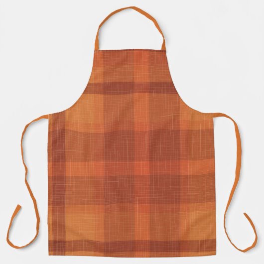 Rustikaler Orange Herbst Karierter Tartan Schürze (Vorderseite)