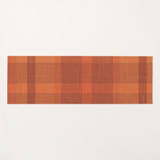 Rustikaler Orange Herbst Karierter Tartan Yogamatte (Vorderseite (Horizontal))