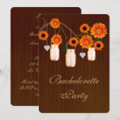 Rustikaler Orange Mason Jars Junggeselinnen-Abschi Einladung (Vorne/Hinten)