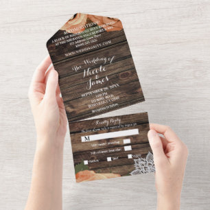 Rustikaler Orangen-Gewürz-Herbst-Rosen-Vintage-Spi All In One Einladung