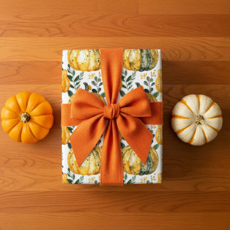 Rustikaler Orangenkürbis Herbst Geschenkpapier