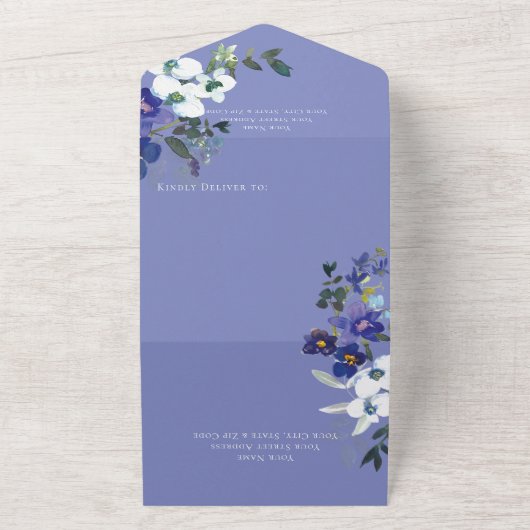 Rustikaler Orchideenschrei Periwinkle QR Code All In One Einladung (Außenbereich)