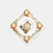 Rustikaler Ostern Beige Personalisierter Familienn Serviette (Ecke)