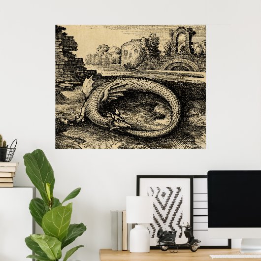 Rustikaler Ouroboros Dragon Poster (Heimbüro)