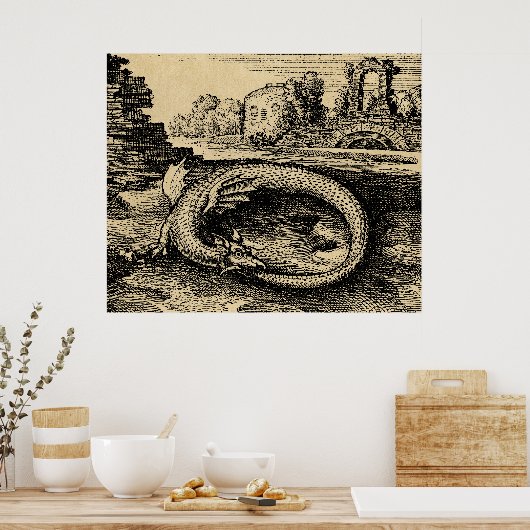 Rustikaler Ouroboros Dragon Poster (Küche)