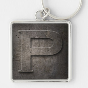 Rustikaler P Monogramm-Schlüsselanhänger Schlüsselanhänger