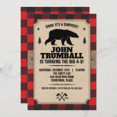 Rustikaler Packpapier-Blick-Büffel kariert mit Einladung (Vorne/Hinten)