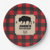 Rustikaler Packpapier-Blick-Büffel kariert mit Pappteller (Vorderseite)