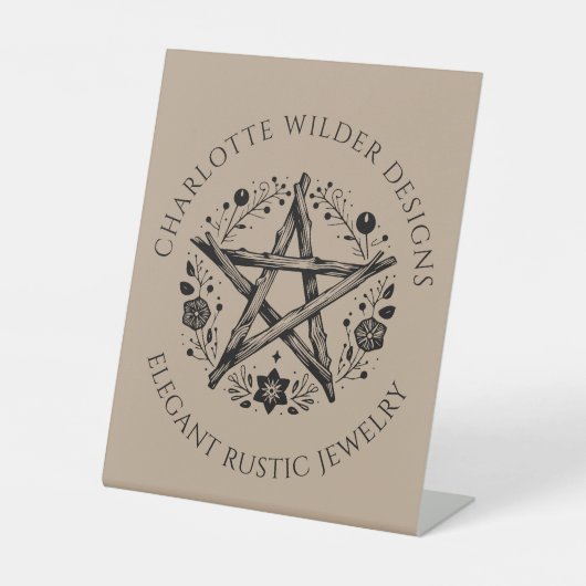 Rustikaler Pagan Wiccan Rustic Kraft Schmuckdesign Sockelschild (Vorderseite)