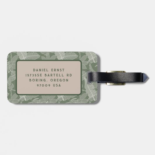 Rustikaler Palmenbaum Gepäckanhänger (Rückseite horizontal)