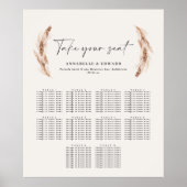 Rustikaler Pampasgras-Botanischer Hochzeitsplan Poster (Vorne)
