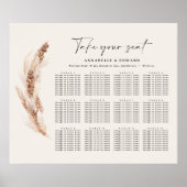 Rustikaler Pampasgras-Botanischer Hochzeitsplan Poster (Vorne)