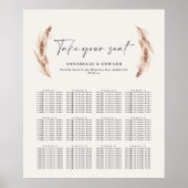 Rustikaler Pampasgras-Botanischer Hochzeitsplan Poster (Vorne)