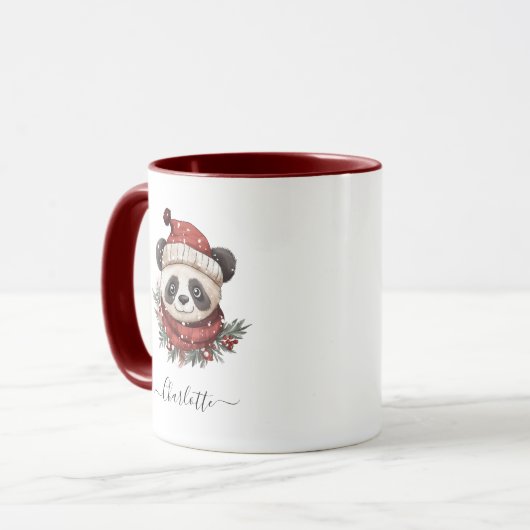 Rustikaler Panda Weihnachten Weihnachtsfeiertag Tasse (Vorderseite Links)