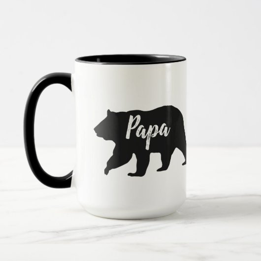 Rustikaler Papa-Bär, einfach schwarz und weiß Tasse (Links)