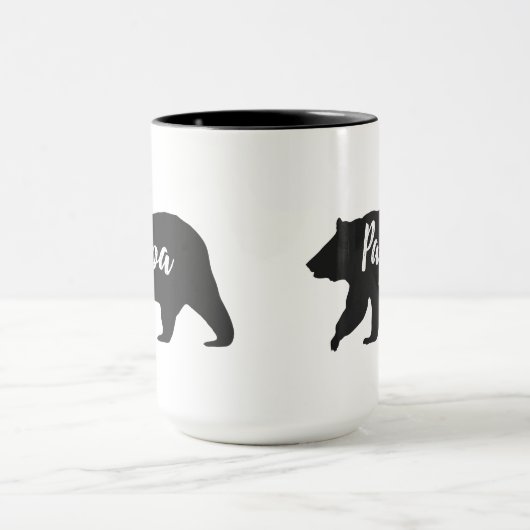 Rustikaler Papa-Bär, einfach schwarz und weiß Tasse (Zentrum)