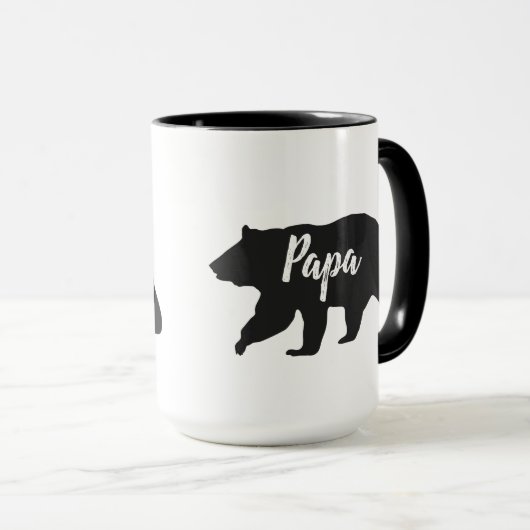 Rustikaler Papa-Bär, einfach schwarz und weiß Tasse (VorderseiteRechts)