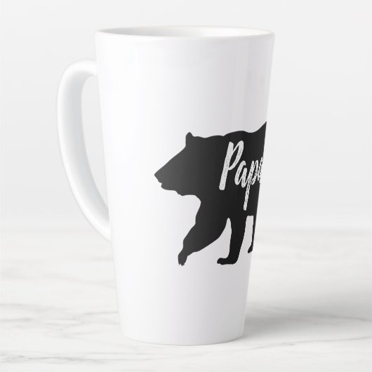 Rustikaler Papayebär einfache Schwarz-Weiß-Typogra Milchtasse (Linke Ecke)