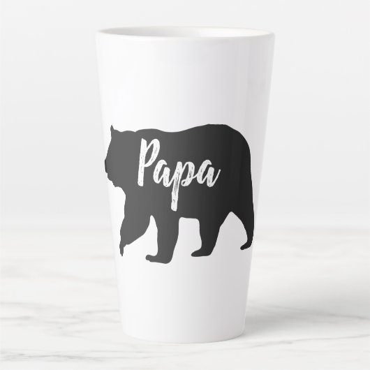 Rustikaler Papayebär einfache Schwarz-Weiß-Typogra Milchtasse (Vorderseite)