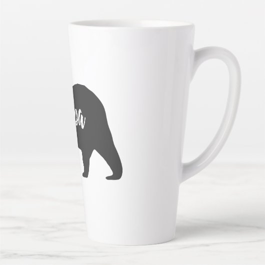 Rustikaler Papayebär einfache Schwarz-Weiß-Typogra Milchtasse (Rechts)