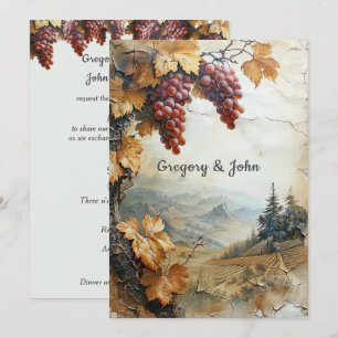 Rustikaler Papier-Weinreben-Weinberg Italienisches Einladung