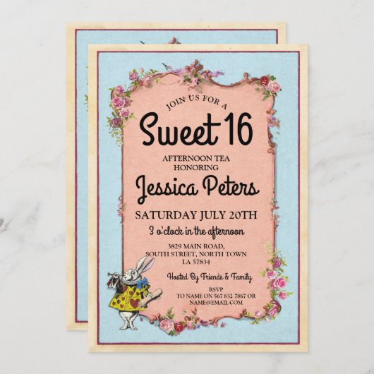 Rustikaler Party-Märchenland-Kaninchen-Tee des Einladung (Vorne/Hinten)