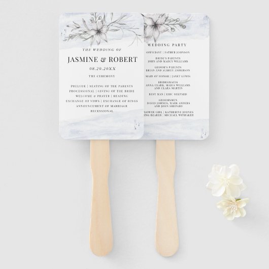 rustikaler Pastell Botanics Hochzeitsfan Fächer (Vorne und Hinten)