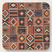 Rustikaler Patchwork-Kilim-Geometrie-Teppich Getränkeuntersetzer (Vorderseite)